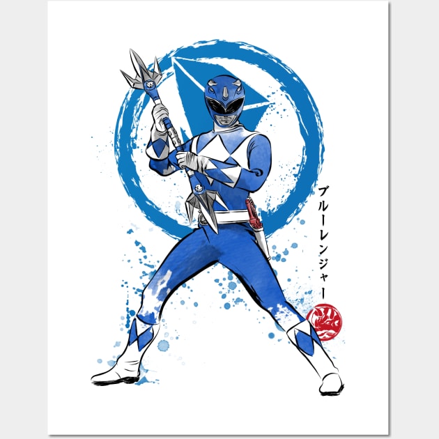 Blue Ranger sumi e Wall Art by DrMonekers